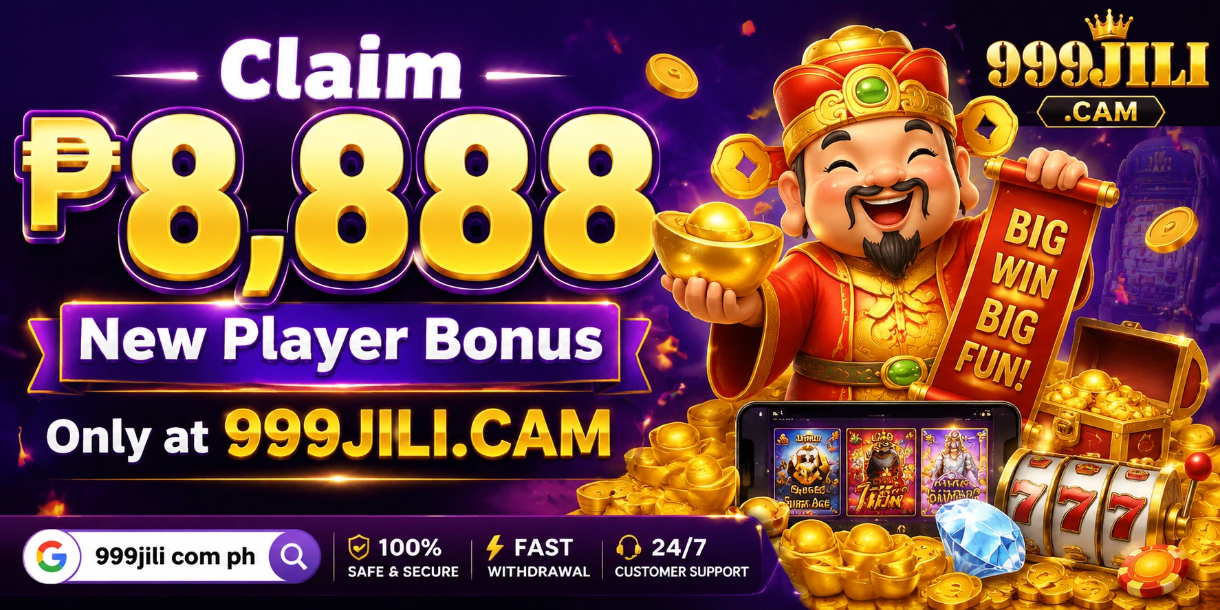 999JILI game category banner for slots and live casino