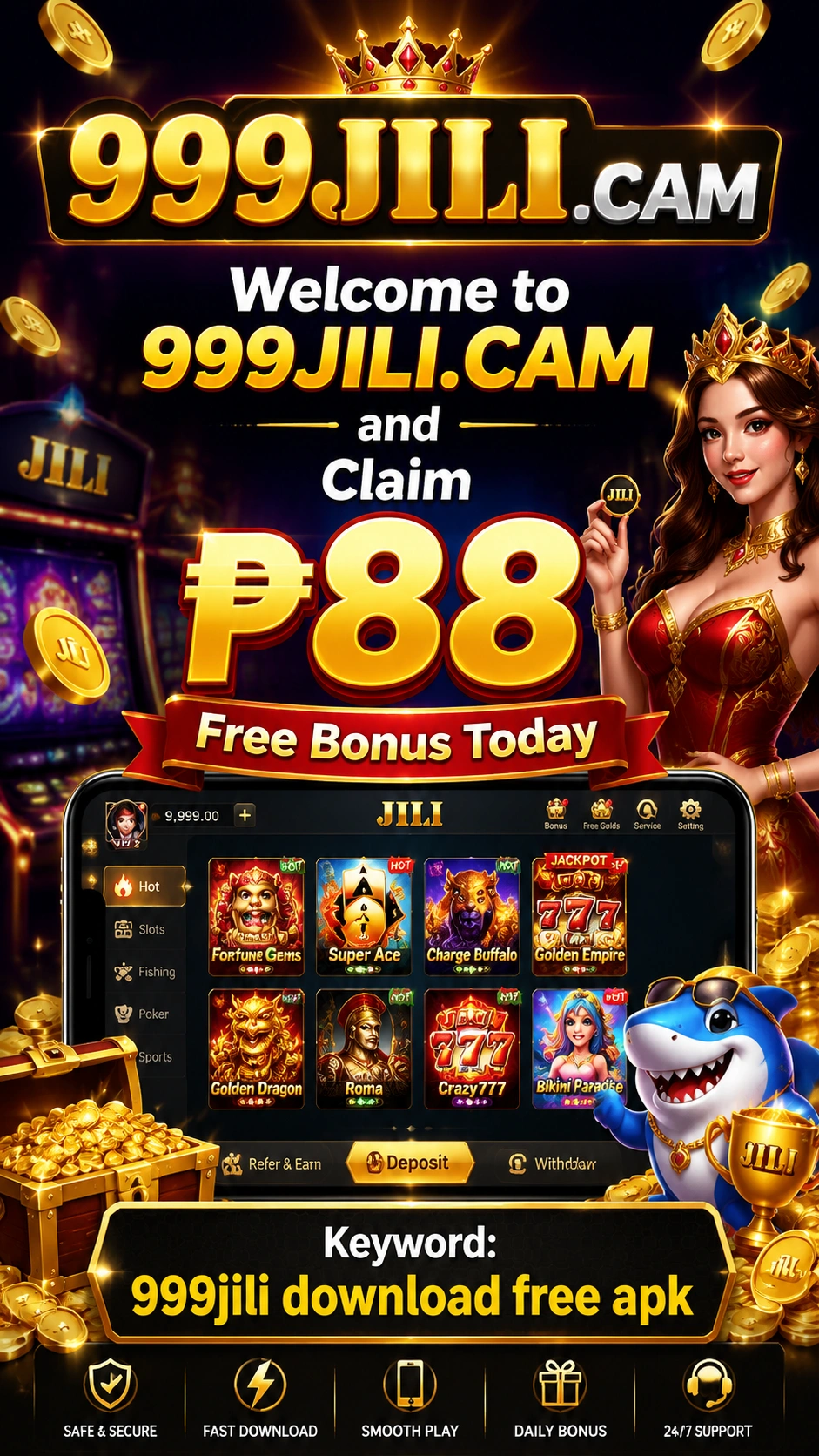 999JILI casino homepage visual for Philippines players