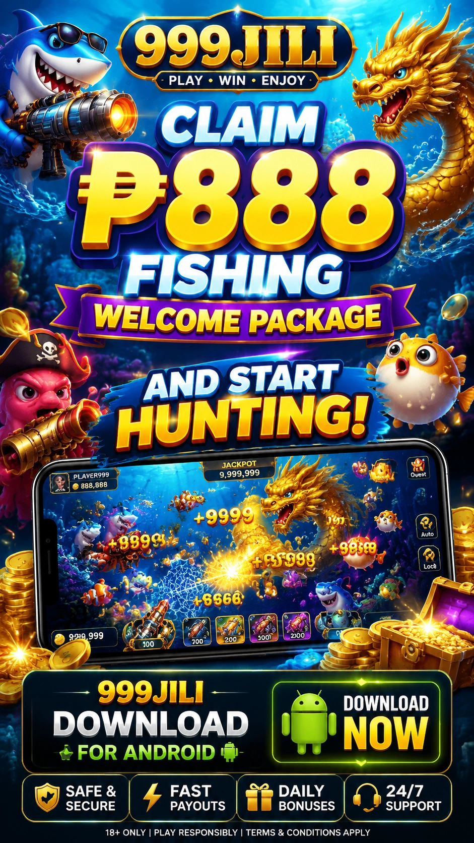 Fishing game room with colorful targets on a mobile screen
